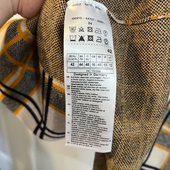 Gerry Weber Sweater Jacket Long Lined Plaid Duster Size 12 Cotton - Picture 4 of 5